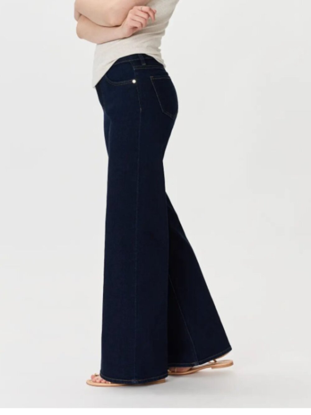 Quince Bella Stretch Wide Leg Jeans Deep Rinse 26 NWT 32" inseam - Picture 2 of 4